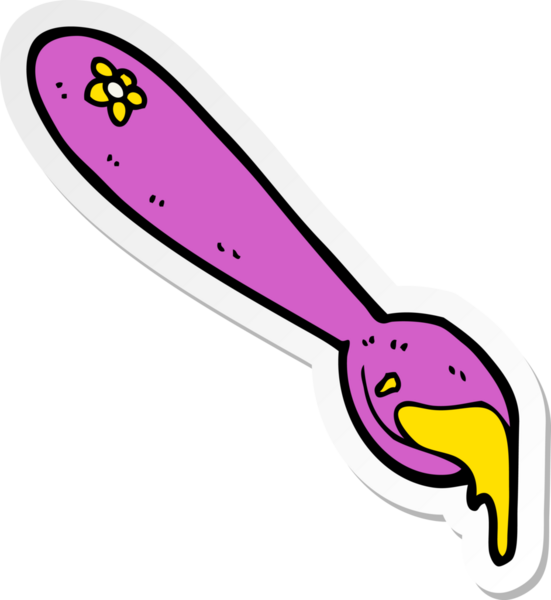 Bir insan tarafından çizilmiş karikatür kaşığının çıkartması.