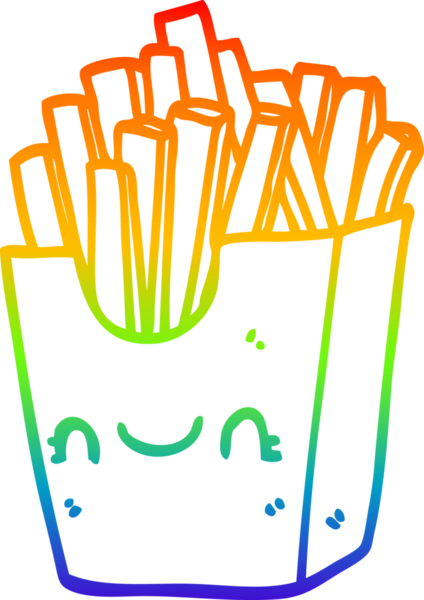 gökkuşağı gradyan çizgi çizimi bir insan tarafından çizilmiş kutuda bir çizgi film patates kızartması