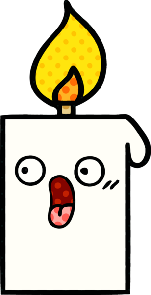 Bir insan tarafından çizilmiş çizgi roman tarzı yanan mum.