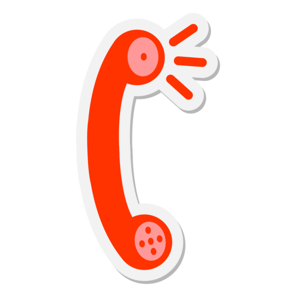 Bir insan tarafından çizilmiş telefon alıcısı etiketi