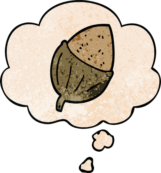 Düşünce baloncuklu çizgi film meşe palamudu bir insan tarafından çizilmiş grunge desen tarzı