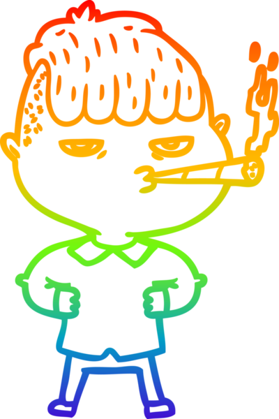 Bir insan tarafından çizilmiş sigara içen bir karikatür çizimi.