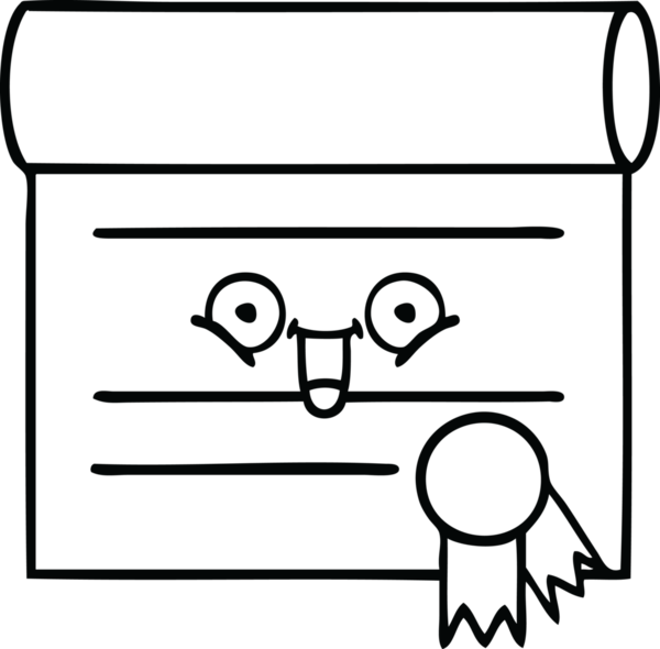 Bir insan tarafından çizilmiş bir sertifikanın çizgi çizimi