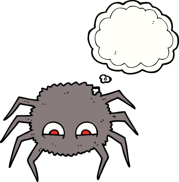 Bir insan tarafından çizilmiş serbest çizim balon karikatür örümceği.