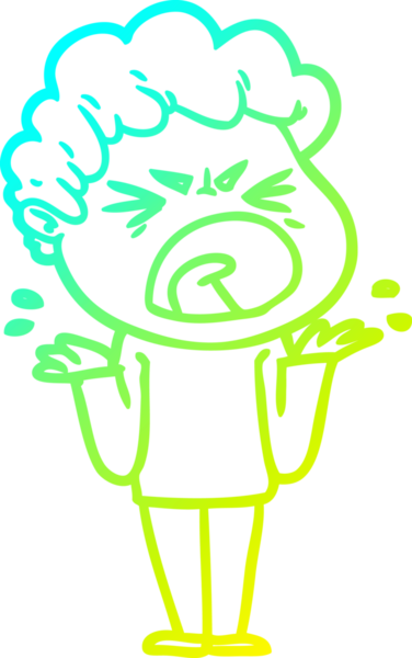 Bir insan tarafından çizilmiş öfkeli bir çizgi film karakteri.