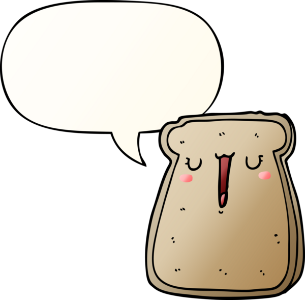 Bir insan tarafından çizilmiş, konuşma baloncuklu çizgi film tostu.