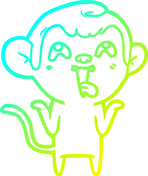 Bir insan tarafından çizilmiş çılgın bir çizgi film maymunu çizimi