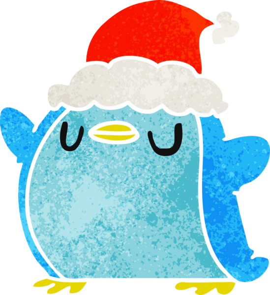 Bir insan tarafından çizilmiş Kawaii pengueninin eski bir karikatürü.