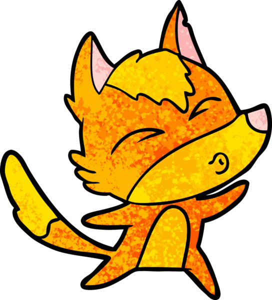 Bir insan tarafından çizilmiş tilki çizgi film karakteri