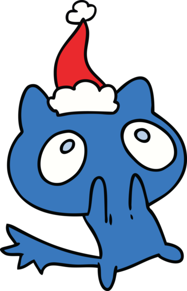 Bir insan tarafından çizilmiş kawaii kedisinin el çizimi karikatürü.