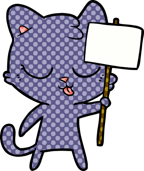 Bir insan tarafından çizilmiş çizgi film kedisi.