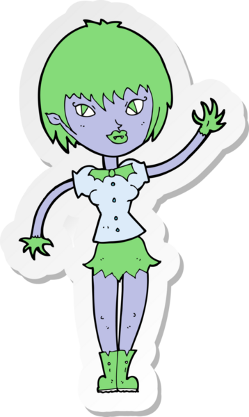 Bir insan tarafından çizilmiş vampir bir kızın çıkartması.