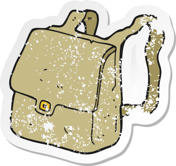 Bir insan tarafından çizilmiş bir karikatür çantasının gerilimli etiketi.