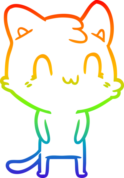 gökkuşağı gradyan çizgi çizimi Bir insan tarafından çizilmiş mutlu kedi