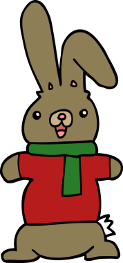 Bir insan tarafından çizilmiş çizgi film tavşanı