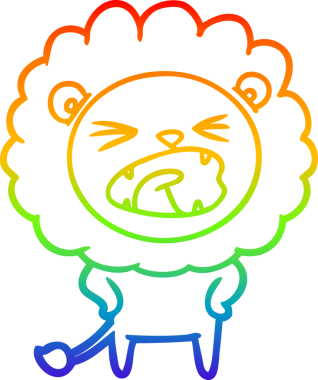 gökkuşağı gradyan çizgi çizimi bir insan tarafından çizilmiş bir aslan