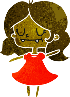 Bir insan tarafından çizilmiş sevimli bir kawai kızının serbest çizimi.