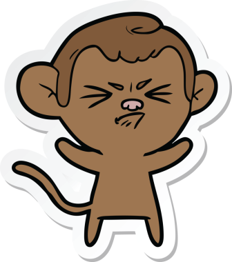 Bir insan tarafından çizilmiş sinir bozucu bir maymunun çıkartması.