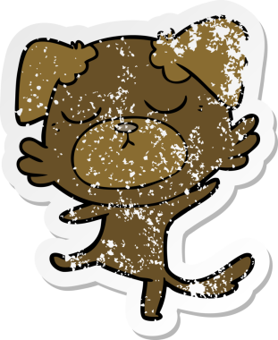 Bir insan tarafından çizilmiş şirin bir köpeğin sıkıntılı çıkartması.