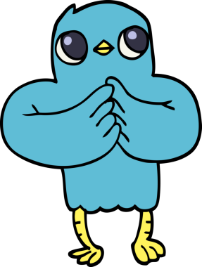 Bir insan tarafından çizilmiş, el çizimi çizgi film kuşu.