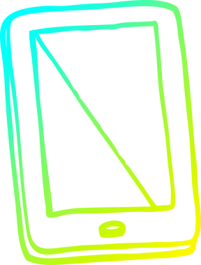 Bir insan tarafından çizilen çizgi film tabletinin soğuk gradyan çizimi