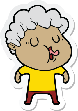 Bir insan tarafından çizilmiş şarkı söyleyen bir çizgi film karakterinin çıkartması.