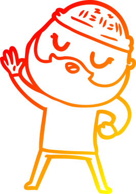 Bir insan tarafından çizilmiş sakallı bir çizgi film karakteri.