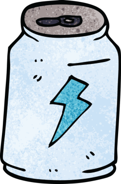 Bir insan tarafından çizilmiş enerji içeceği konservesi.