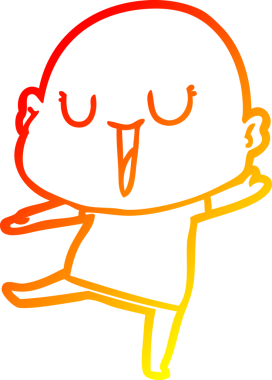 Bir insan tarafından çizilmiş mutlu, kel bir adamın sıcak çizgi çizimi.