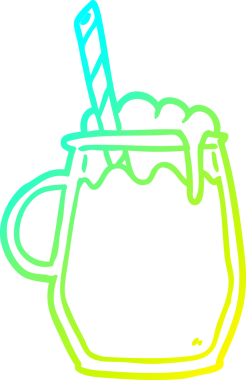 Bir insan tarafından çizilmiş bir bardak kök birasının soğuk gradyan çizimi.