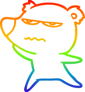 Bir insan tarafından çizilmiş kızgın ayı karikatürünün gökkuşağı gradyanı