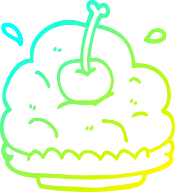 Bir çizgi filmin soğuk gradyan çizimi. Bir insan tarafından çizilmiş kocaman bir dondurma tatlısı.