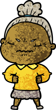 Çizgi film bir insan tarafından çizilmiş yaşlı bir kadın tarafından rahatsız edildi.