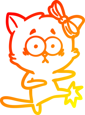 Bir insan tarafından çizilmiş çizgi film kedisinin sıcak çizgi çizimi