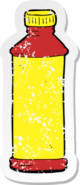 Bir insan tarafından çizilmiş bir çizgi film temizlik ürününün gerilimli yapıştırması.