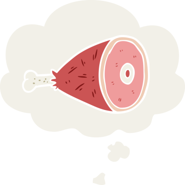 Düşünce baloncuğuyla insan tarafından çizilmiş et karikatürü