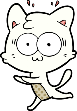 Çizgi film bir insan tarafından çizilmiş sürpriz kedi.