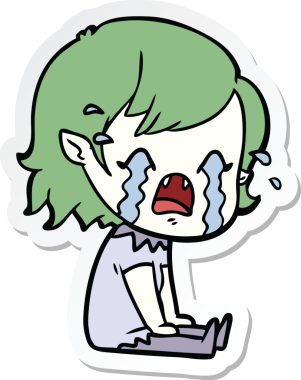 Bir insan tarafından çizilmiş ağlayan vampir bir kızın çıkartması.