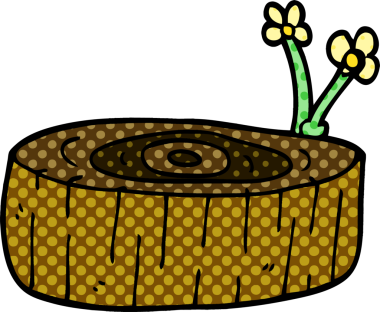 Bir insan tarafından çizilmiş karalama ağacı kütüğü.