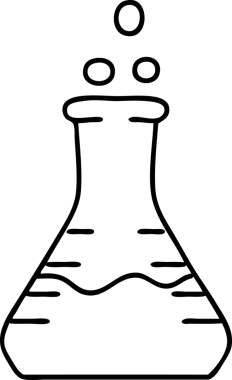 Bir insan tarafından çizilmiş köpüren kimyasal iksir şişesinin çizgi karalaması.