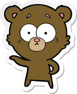 Bir insan tarafından çizilmiş endişeli bir ayı çizgi filminin çıkartması.