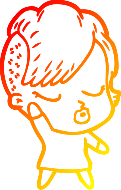 Bir insan tarafından çizilmiş güzel hippi bir çizgi film çizimi.