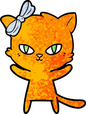 Bir insan tarafından çizilmiş sevimli çizgi film kedisi.