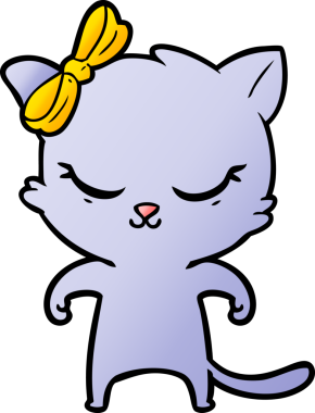 Bir insan tarafından çizilmiş sevimli çizgi film kedisi.