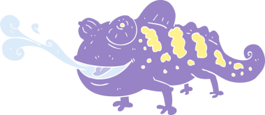 Bir insan tarafından çizilmiş bukalemunun düz renk çizimi