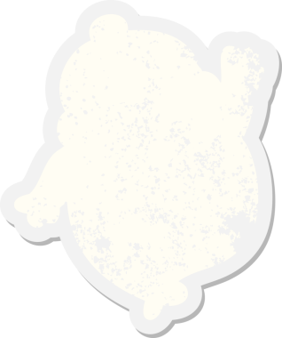 Şirin cadılar bayramı hayaleti bir insan tarafından çizilmiş grunge çıkartmasını sallıyor.