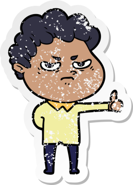 Bir insan tarafından çizilmiş kızgın bir adamın sıkıntılı çıkartması.