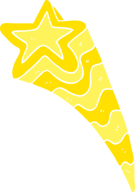 Bir insan tarafından çizilen kayan yıldızın düz renk çizimi