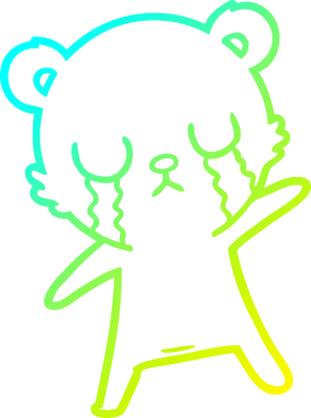 Bir insan tarafından çizilmiş ağlayan kutup ayısı karikatürü.