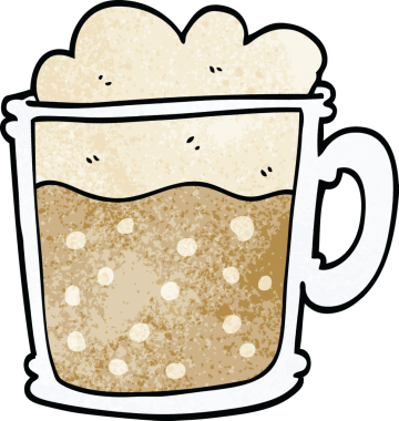 Bir insan tarafından çizilmiş köpüklü latte.